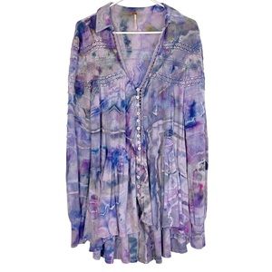 Women's Purple Free People Tie-Dye Top
